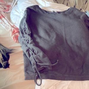 Oversized vintage  grey lace up sweat shirt